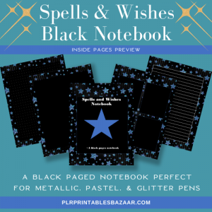 Stars and Wishes Black Pages Notebook